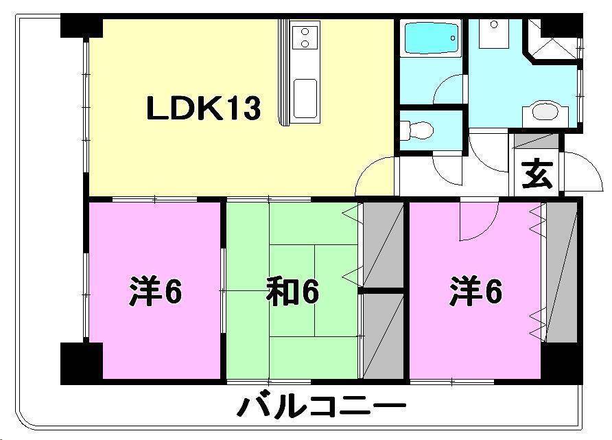 松山市樽味のマンションの間取り