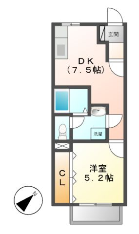 松阪市鎌田町のアパートの間取り