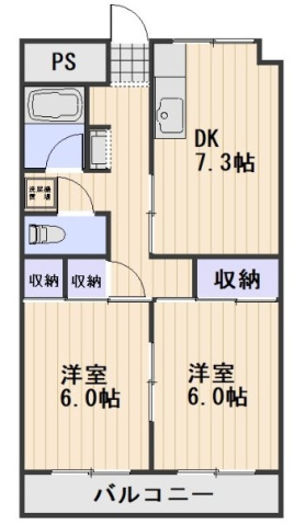 岡山市北区西古松のマンションの間取り