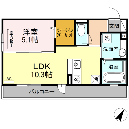 熊本市東区戸島西のアパートの間取り