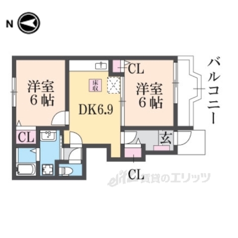 舞鶴市八反田北町のアパートの間取り