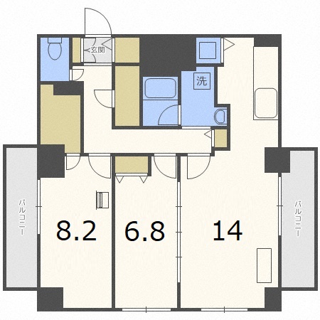 札幌市中央区南五条西のマンションの間取り