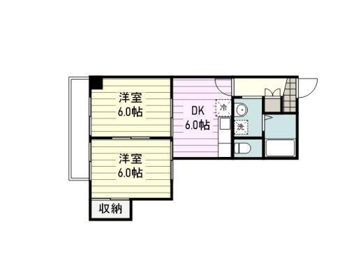 小田急江ノ島線 南林間駅 バス乗車時間：5分 最寄りバス停で下車 徒歩3分 5階建 築39年の間取り写真
