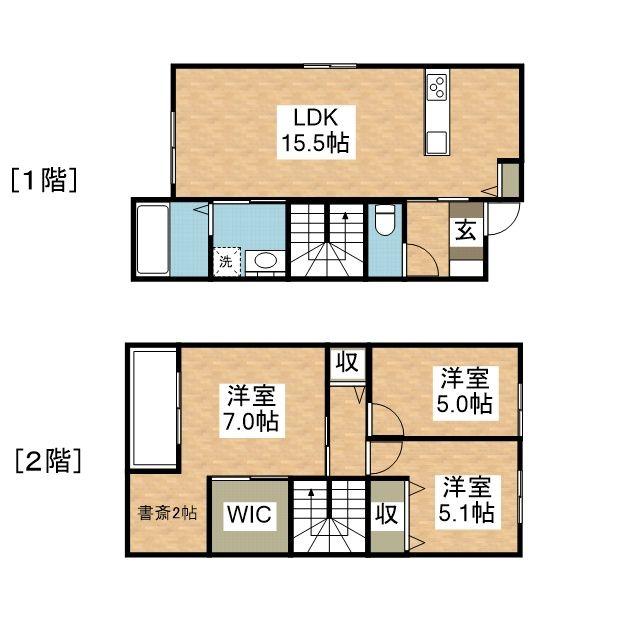 ＪＲ篠栗線 原町駅 徒歩8分 2階建 築1年の間取り写真