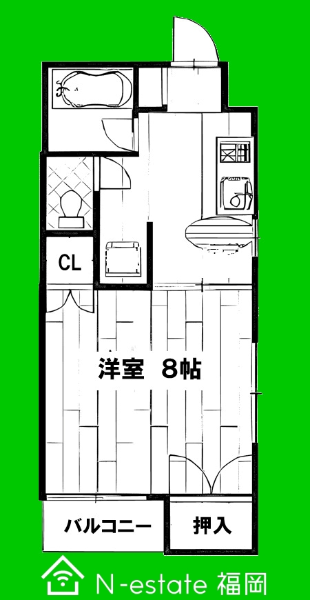 地下鉄空港線 室見駅 徒歩9分 2階建 築39年の間取り写真