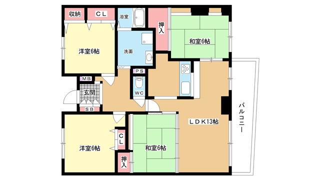 阪急宝塚線 蛍池駅 徒歩9分 5階建 築35年の間取り写真
