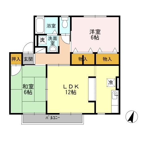 豊川市下長山町のアパートの間取り