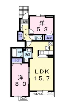 大府市北山町のアパートの間取り