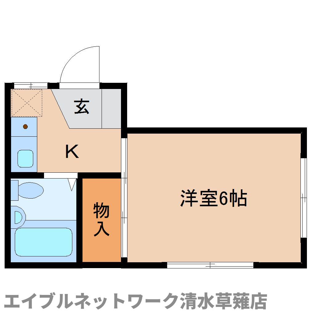 静岡市清水区草薙杉道のアパートの間取り