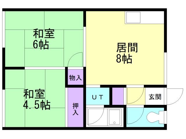 函館市高丘町のアパートの間取り