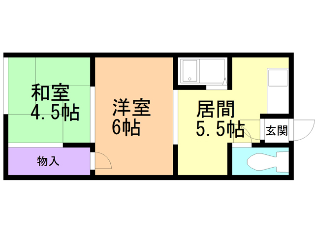 函館市千歳町のアパートの間取り