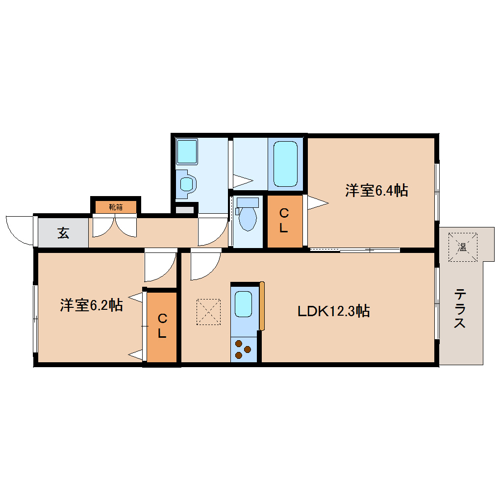 奈良市杏町のアパートの間取り