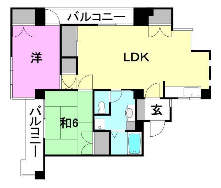 松山市萱町のマンションの間取り