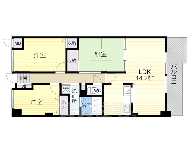 奈良市学園中のマンションの間取り