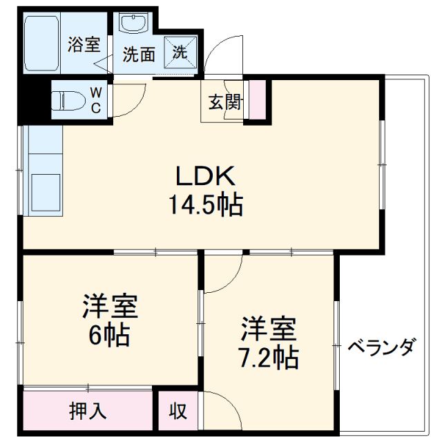 名古屋市中川区荒子のマンションの間取り