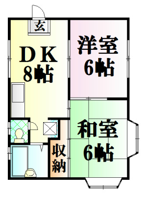 【藤沢市片瀬海岸のアパートの間取り】