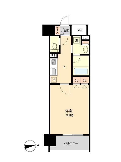 仙台市宮城野区鉄砲町中のマンションの間取り