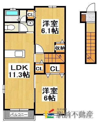 朝倉郡筑前町山隈のアパートの間取り