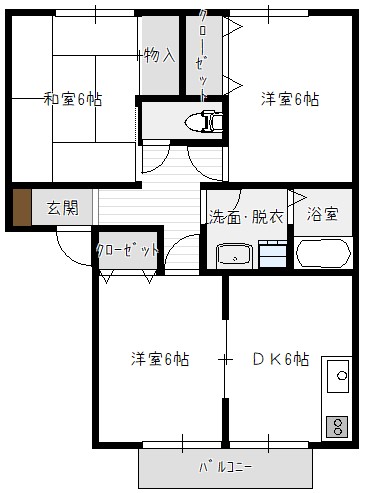 新潟市南区白根四ツ興野のアパートの間取り