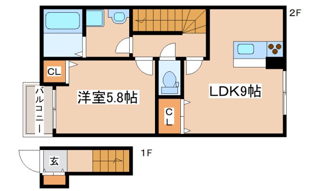 姫路市四郷町山脇のアパートの間取り