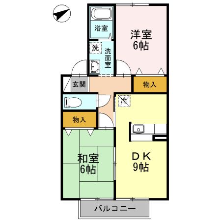 野々市市三納のアパートの間取り