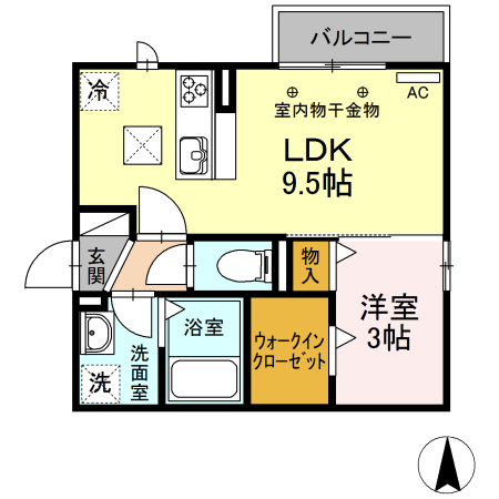 小牧市中央のアパートの間取り