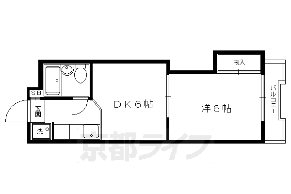 京都市上京区横大宮町のマンションの間取り