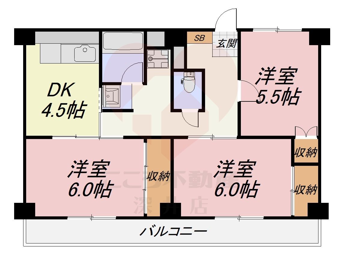 堺市西区草部のマンションの間取り