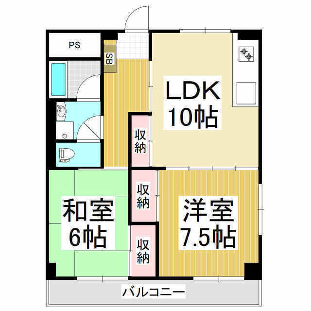 松本市野溝西のマンションの間取り