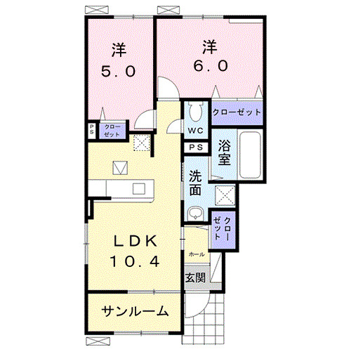 住田町世田米築5年の間取り