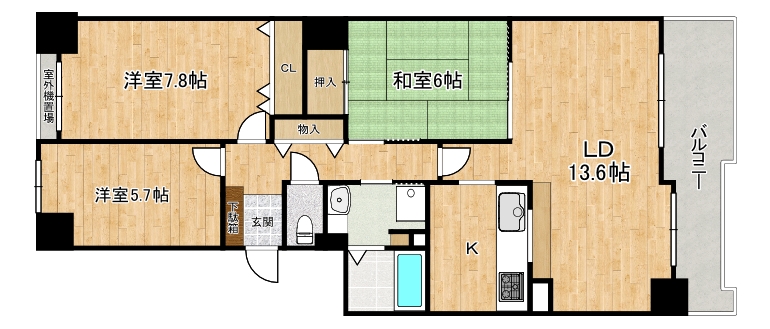 神戸市東灘区向洋町中のマンションの間取り