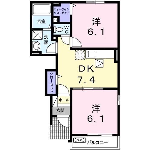 直方市大字感田のアパートの間取り