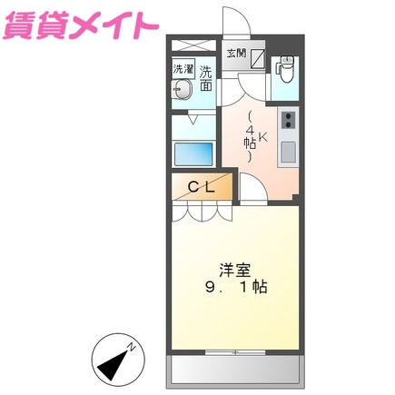 松阪市嬉野中川新町のマンションの間取り