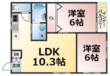 大阪市生野区巽中のマンションの間取り