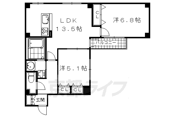 【京都市中京区福屋町のマンションの間取り】