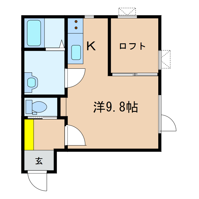 函館市赤川町のアパートの間取り