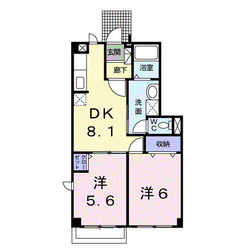 高岡市三女子のアパートの間取り