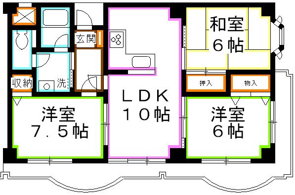 三鷹市北野のマンションの間取り