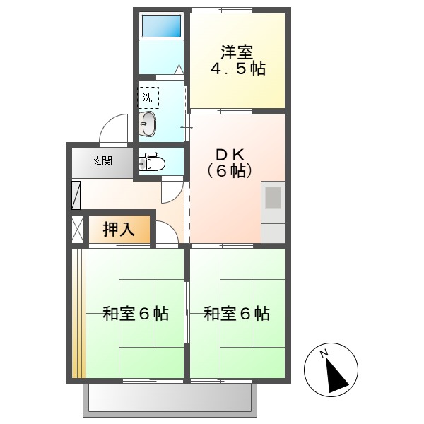 倉敷市児島下の町のアパートの間取り