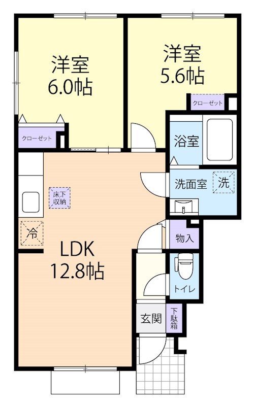 6/1(仮称)下妻市高道祖2LDKの間取り