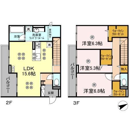 ＪＲ山陽本線 西条駅 徒歩19分 3階建 新築の間取り写真