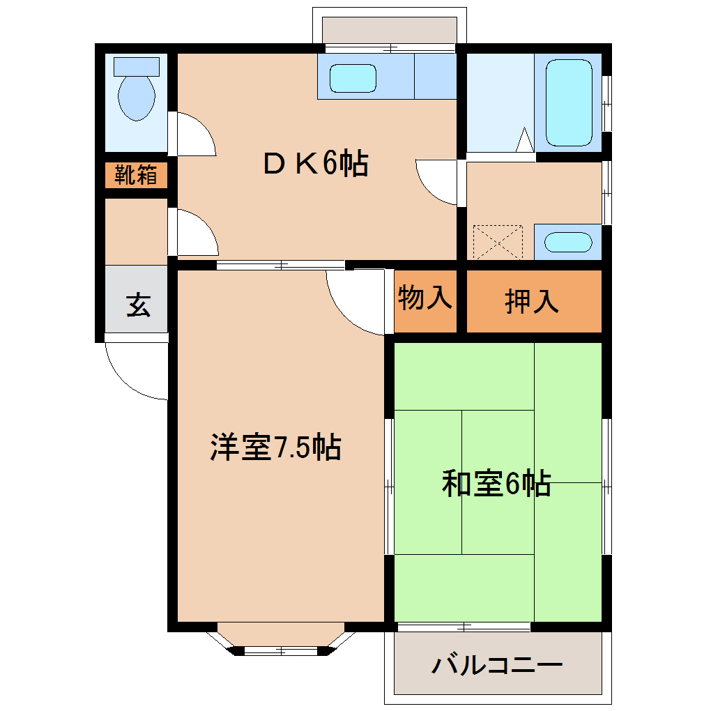 桐生市相生町のアパートの間取り