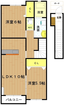 伊勢市御薗町高向のアパートの間取り