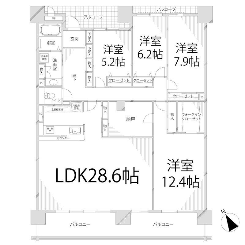 姫路市東雲町のマンションの間取り