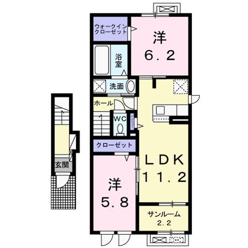 八戸市大字市川町のアパートの間取り