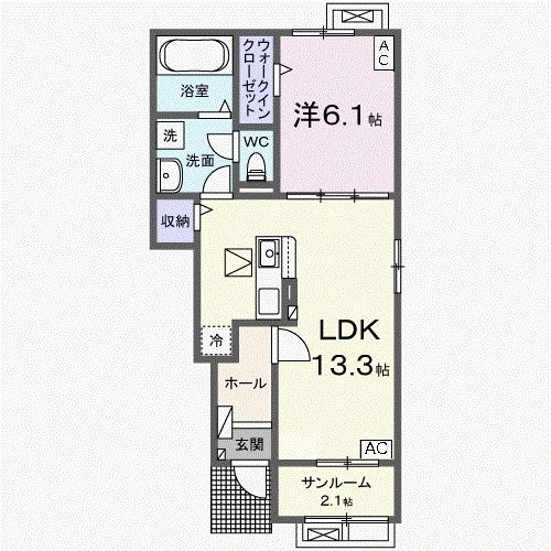 岐阜市柳津町北塚のアパートの間取り