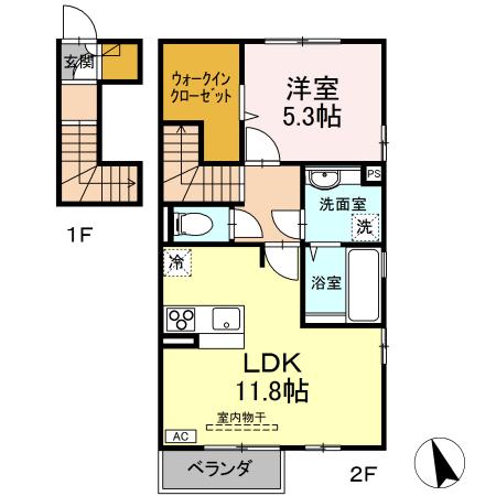 米子市皆生新田のアパートの間取り