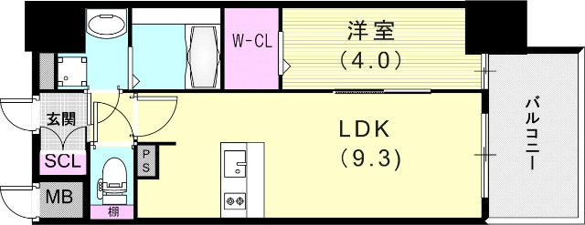 エスライズ神戸三宮山手通壱番館の間取り