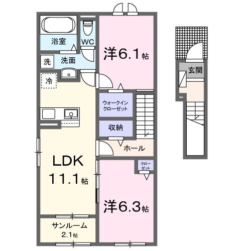 【クレメント高岡Ａの間取り】