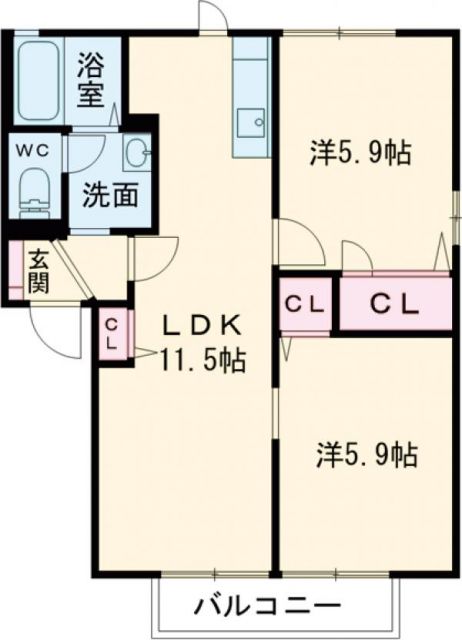 桑名市大字額田のアパートの間取り